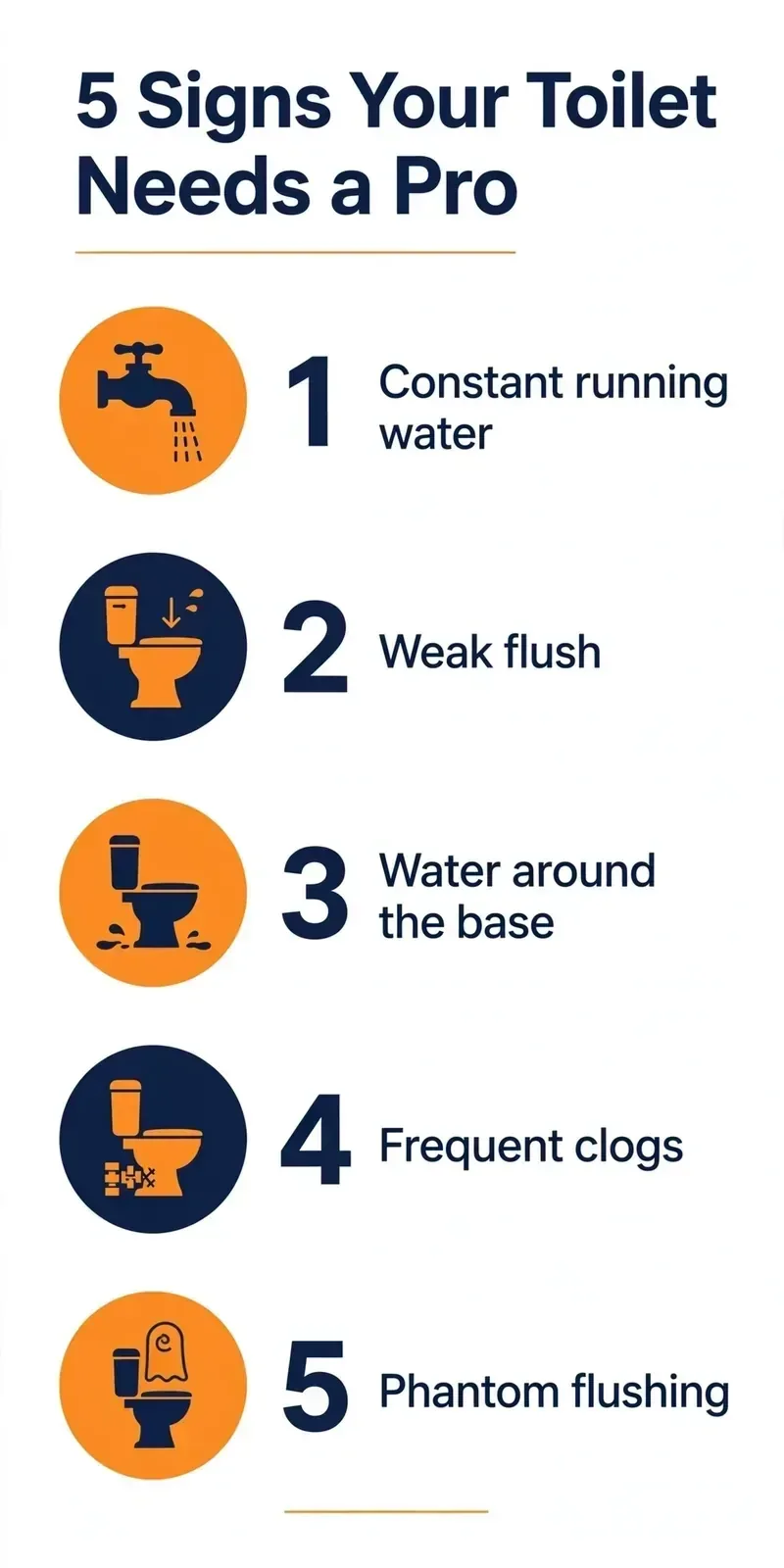 Illustrative infographic about signs a toilet may need professional assessment