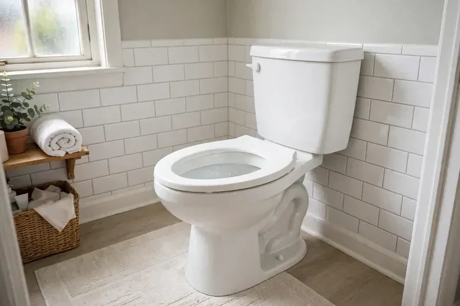 Illustrative toilet after service Illustrative after example of a clean toilet following service